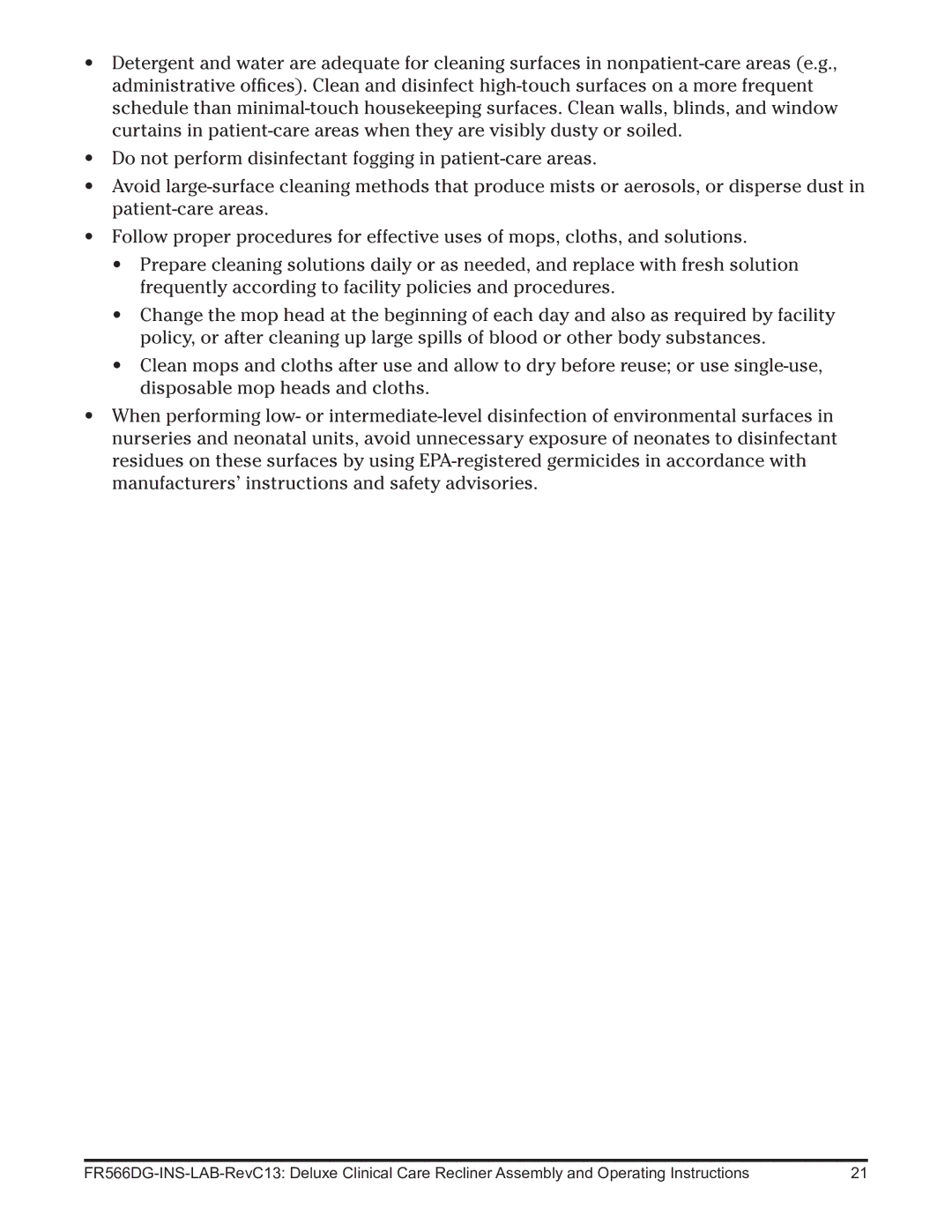 Graham Field FR566G operating instructions 