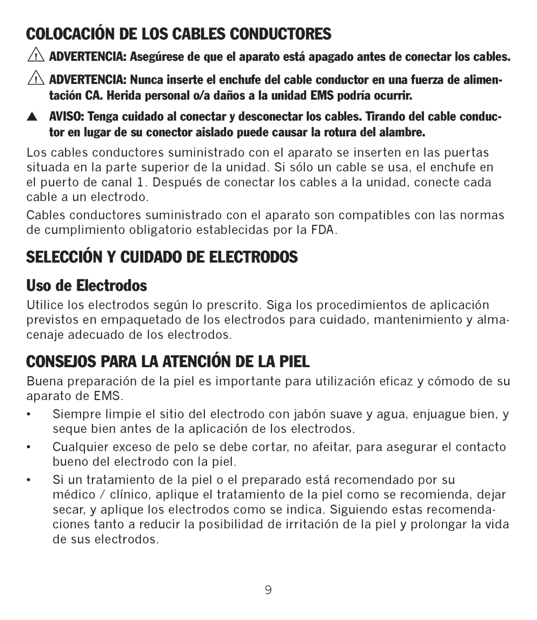 Graham Field GF-TX5EMS Colocación DE LOS Cables Conductores, Selección Y Cuidado DE Electrodos, Uso de Electrodos 