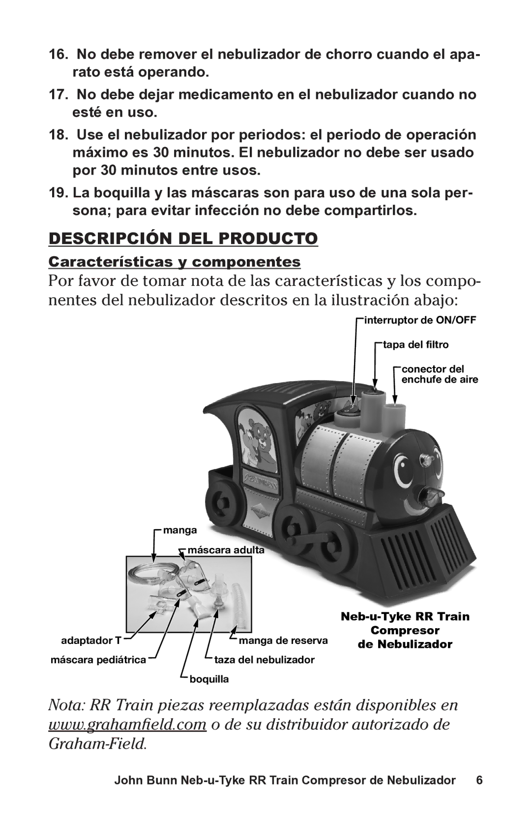 Graham Field JB0112-164 user manual Descripción DEL Producto 