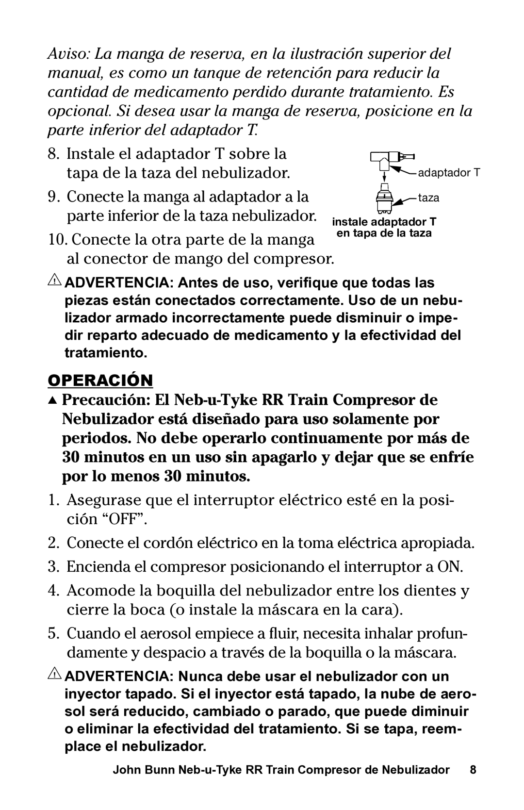 Graham Field JB0112-164 user manual Operación 