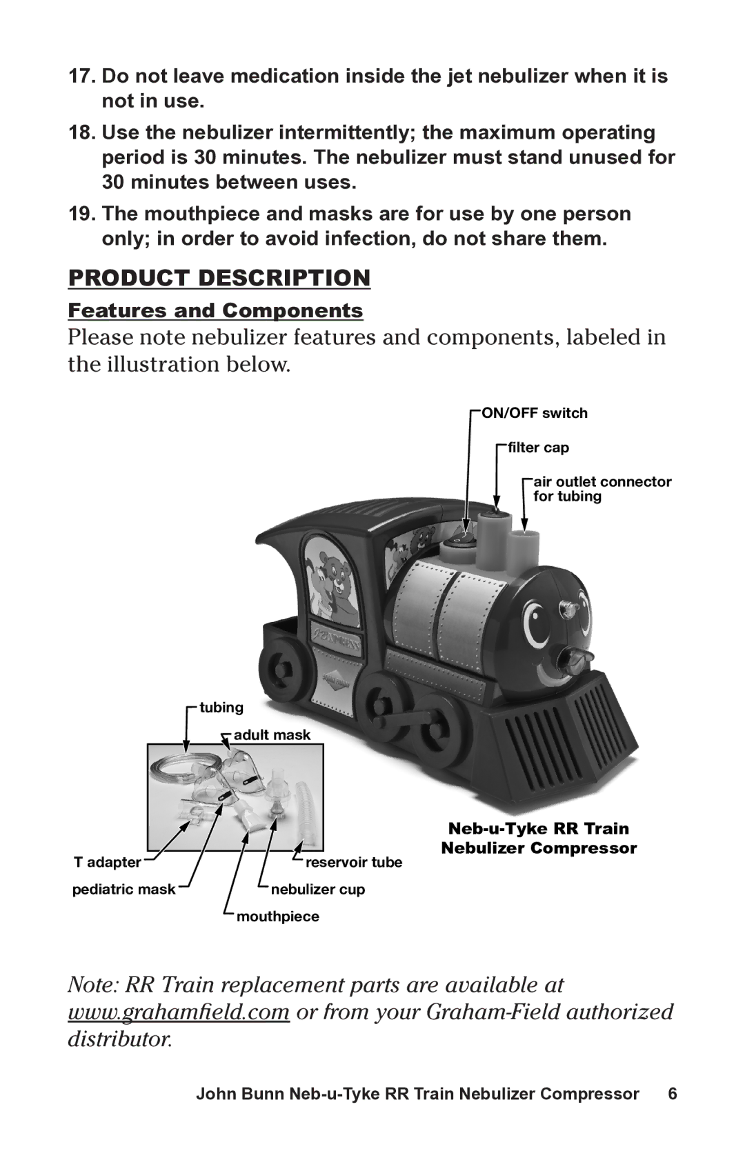 Graham Field JB0112-164 user manual Product Description 