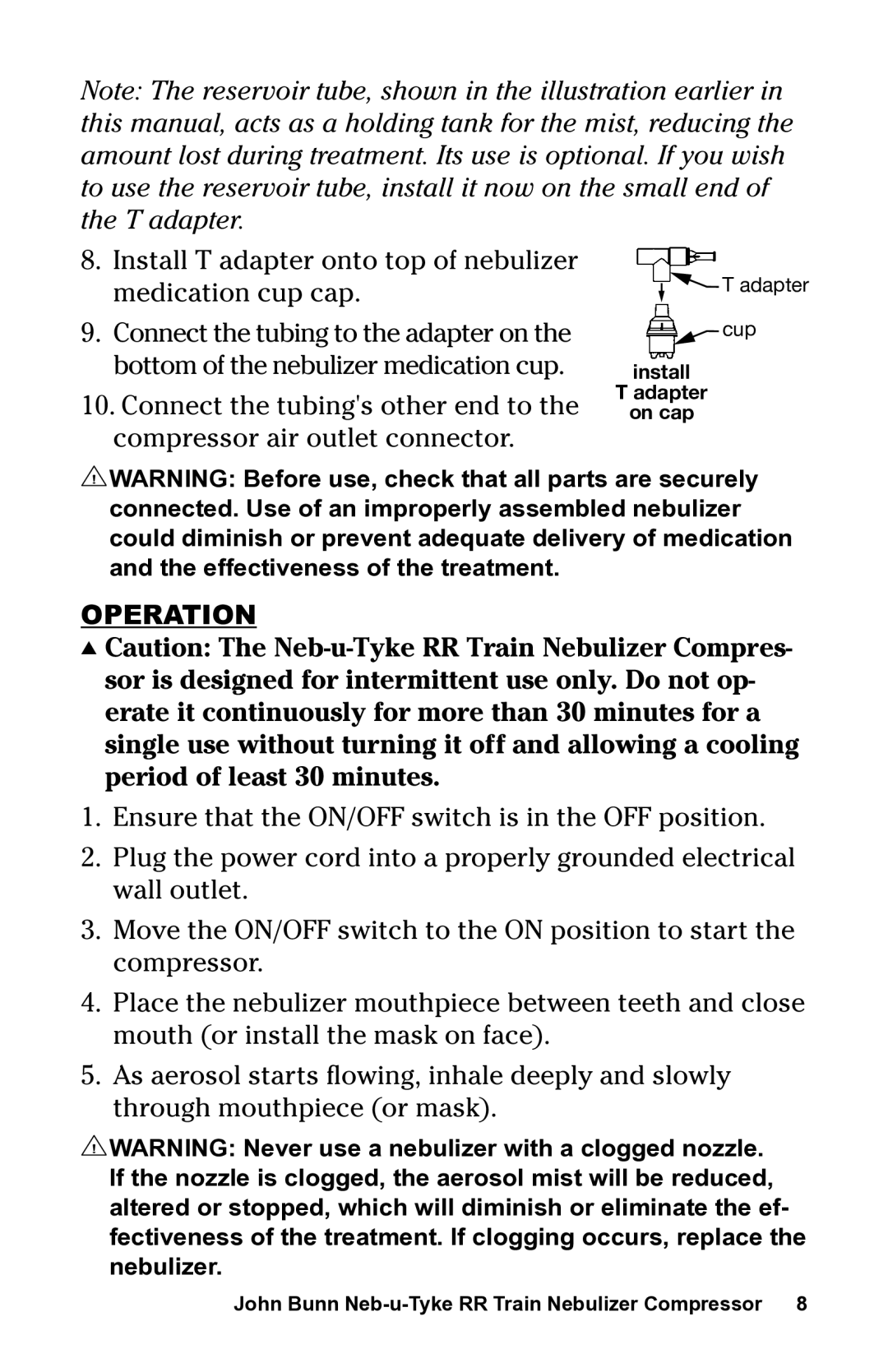 Graham Field JB0112-164 user manual Operation 