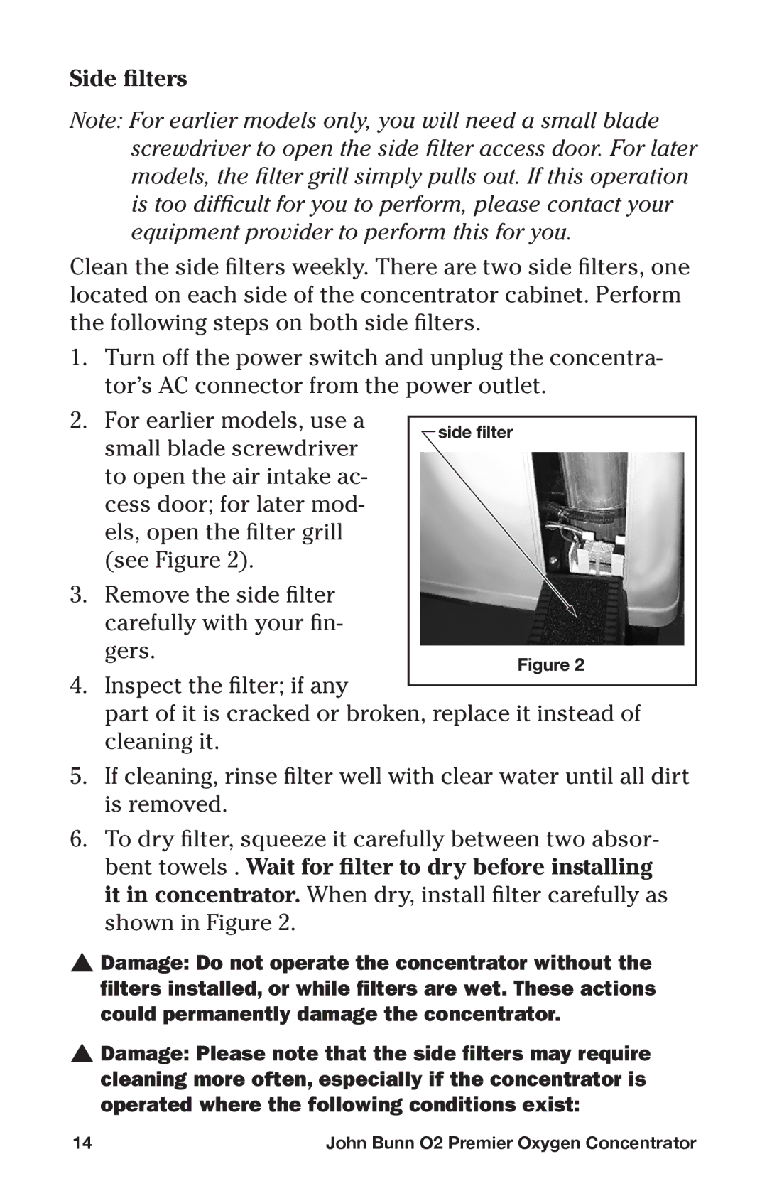 Graham Field JB0160-015B-220, JB0160-015-220, JB0160-010-220, JB0160-010B-220 user manual Side filters 