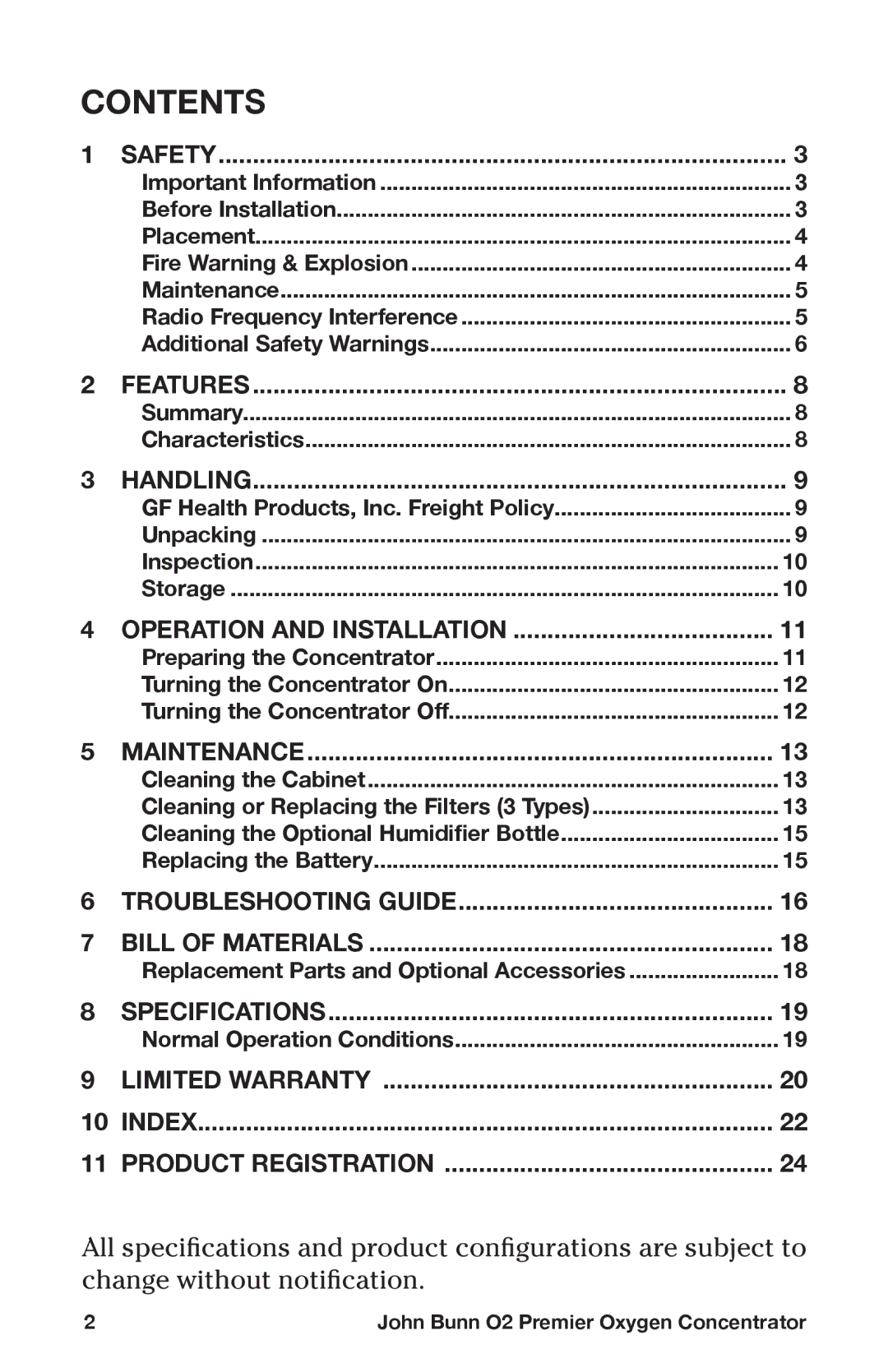 Graham Field JB0160-015-220, JB0160-015B-220, JB0160-010-220, JB0160-010B-220 user manual Contents 