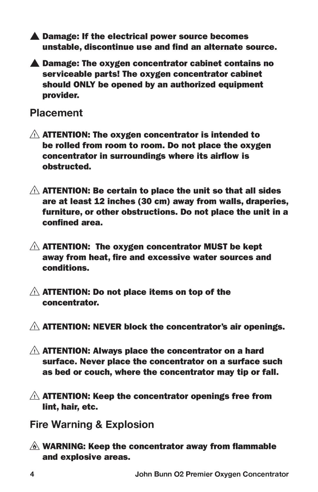 Graham Field JB0160-010-220, JB0160-015B-220, JB0160-015-220, JB0160-010B-220 Placement Fire Warning & Explosion 