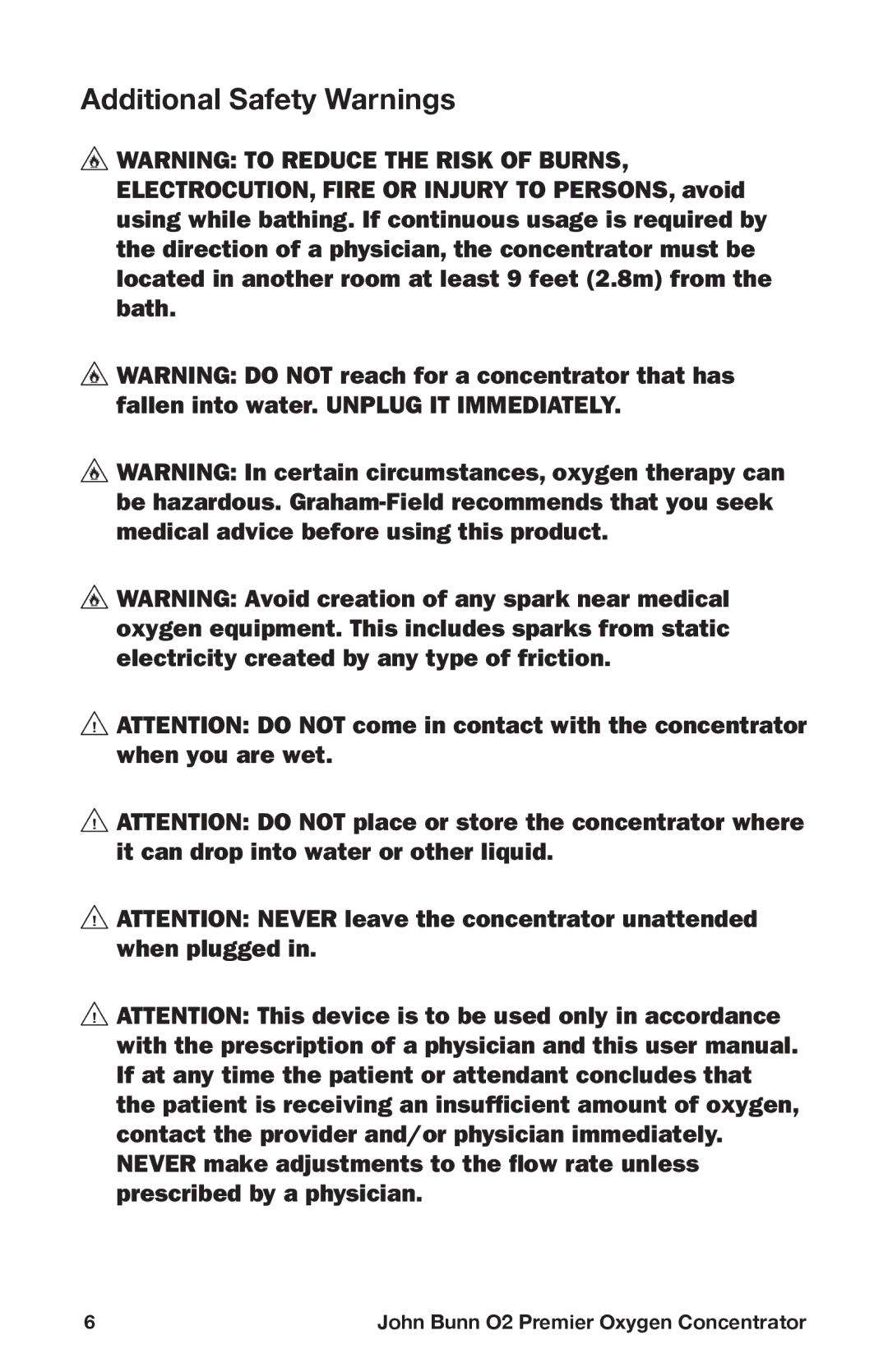 Graham Field JB0160-015B-220, JB0160-015-220, JB0160-010-220, JB0160-010B-220 user manual Additional Safety Warnings 