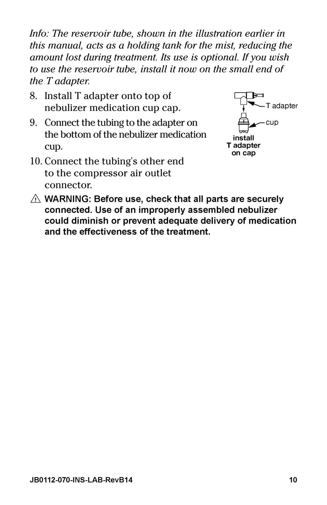 Graham Field JB112-070 user manual Install Adapter on cap JB0112-070-INS-LAB-RevB14 