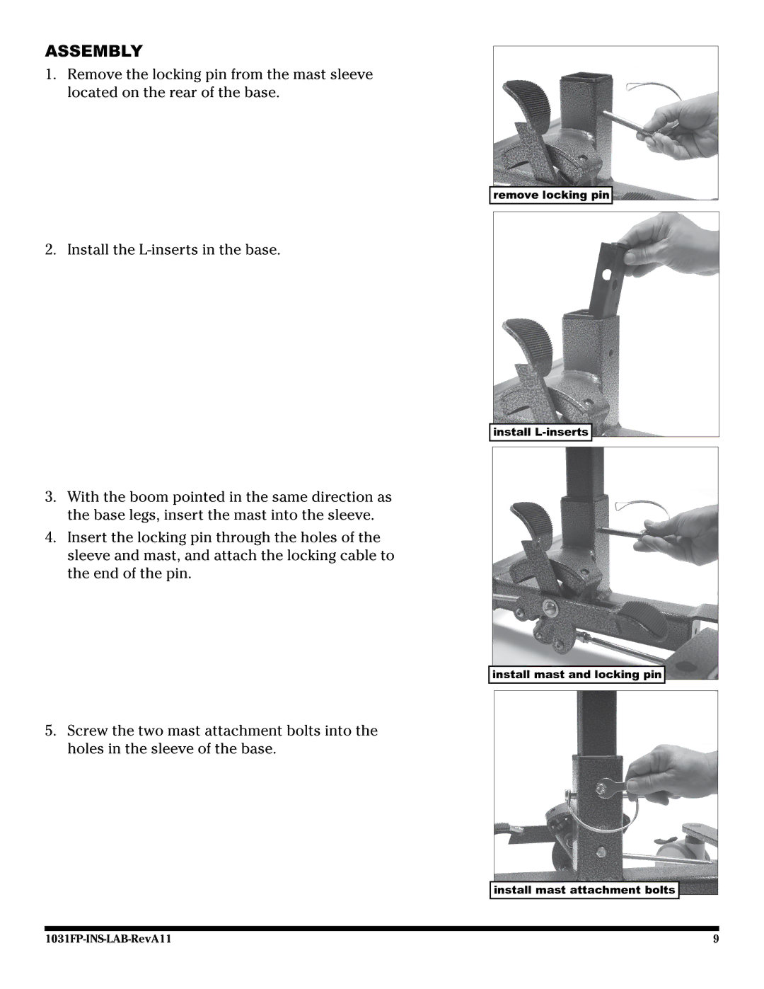 Graham Field LF1031FP user manual Assembly 