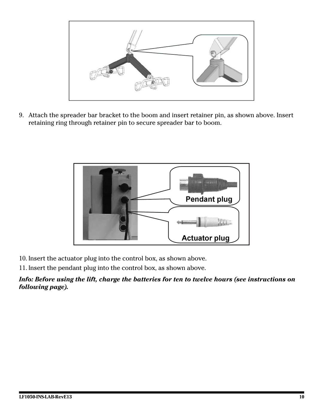 Graham Field LF1050 user manual Pendant plug Actuator plug 