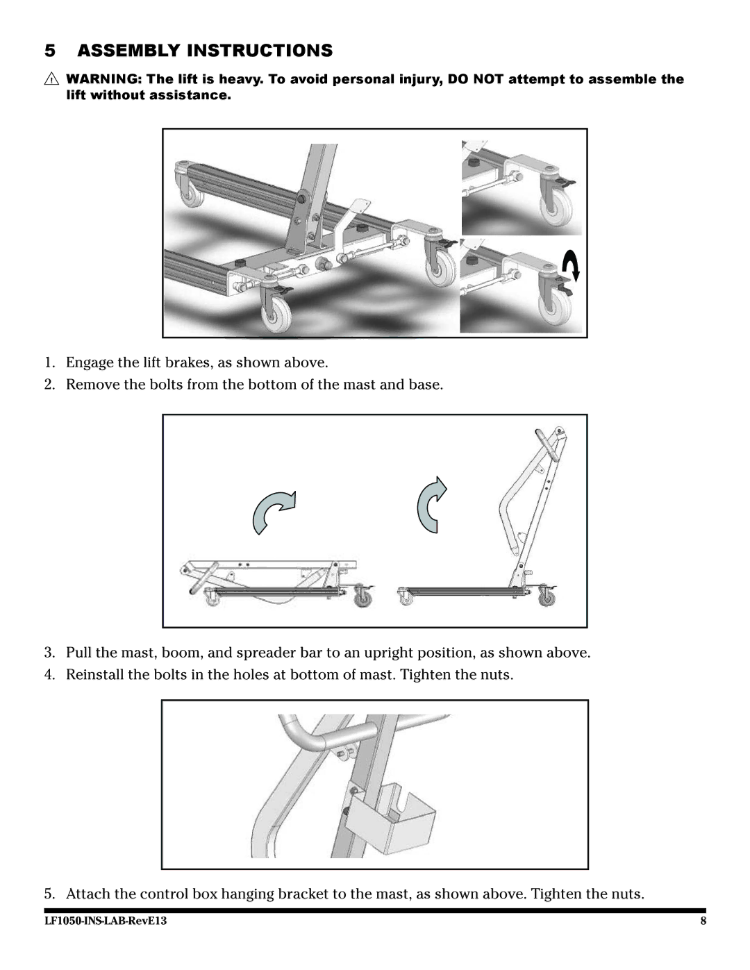 Graham Field LF1050 user manual Assembly Instructions 