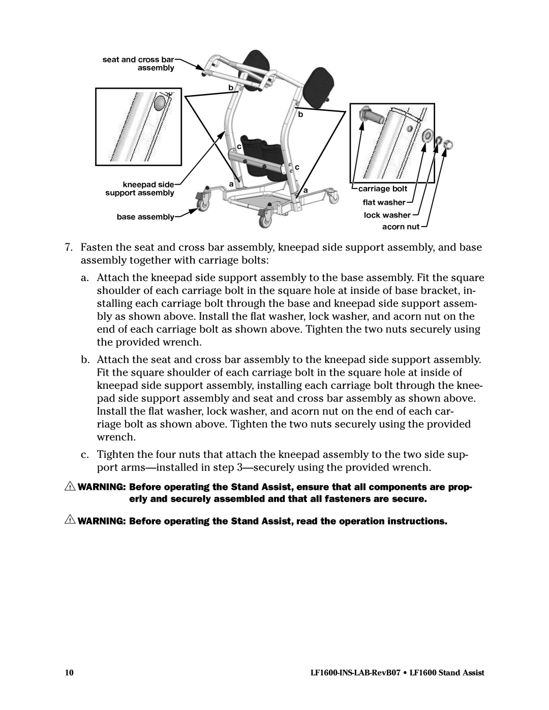 Graham Field operation manual LF1600-INS-LAB-RevB07 LF1600 Stand Assist 