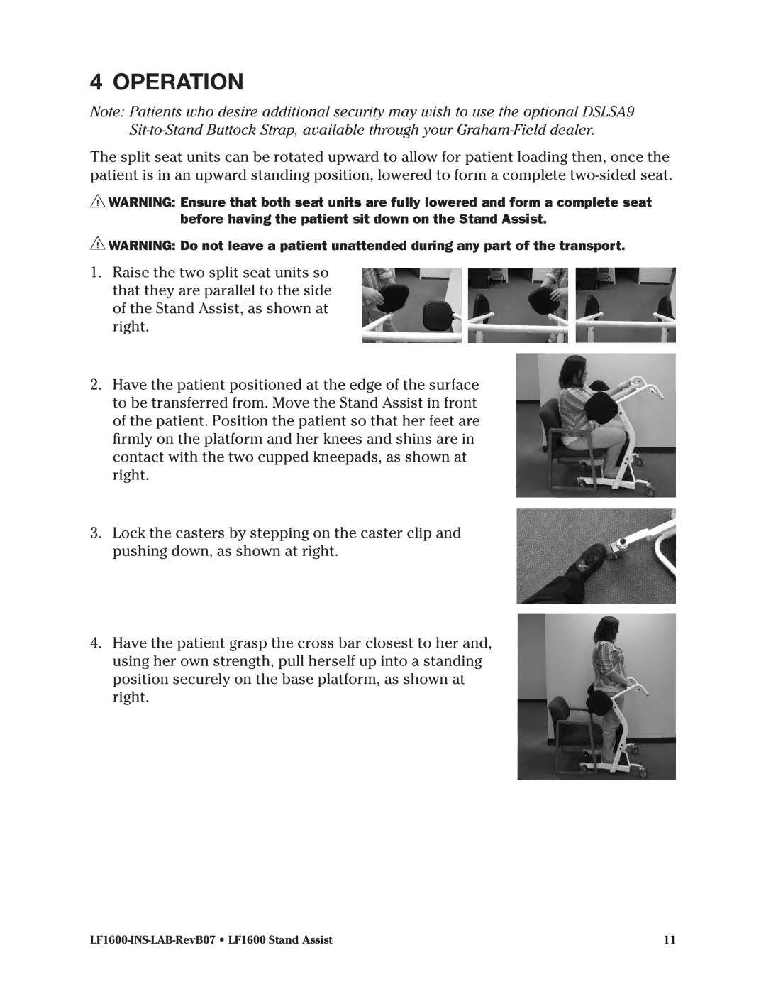 Graham Field LF1600 operation manual Operation 