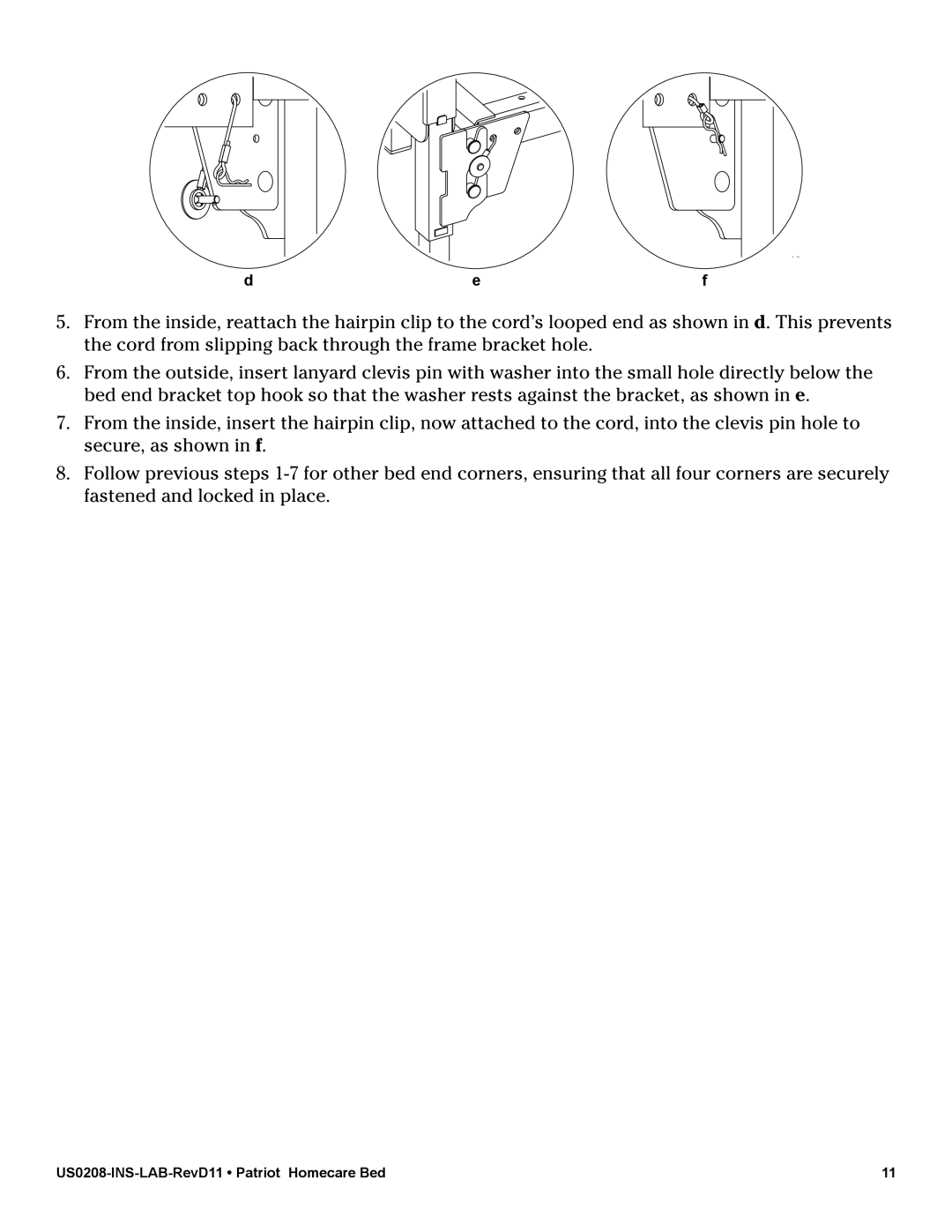 Graham Field US0458, US0208PL user manual US0208-INS-LAB-RevD11 Patriot Homecare Bed 