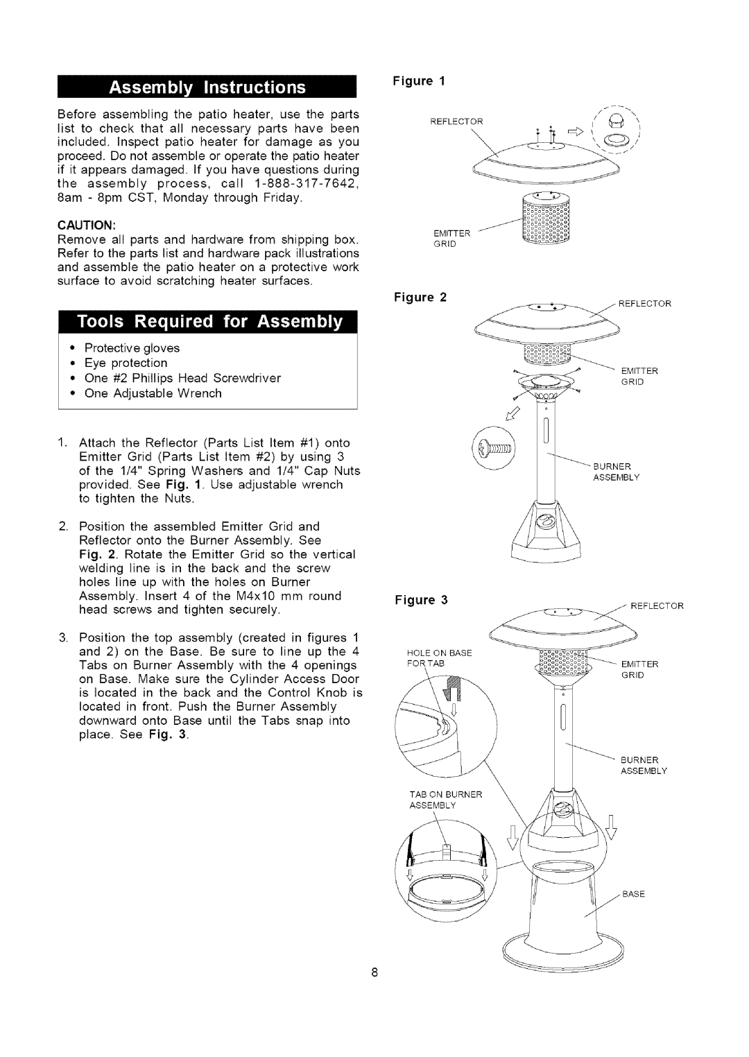 Grand Hall 22899 owner manual Beforeassemblingthe patioheater,use the parts, 8am- 8pmCST,MondaythroughFriday 