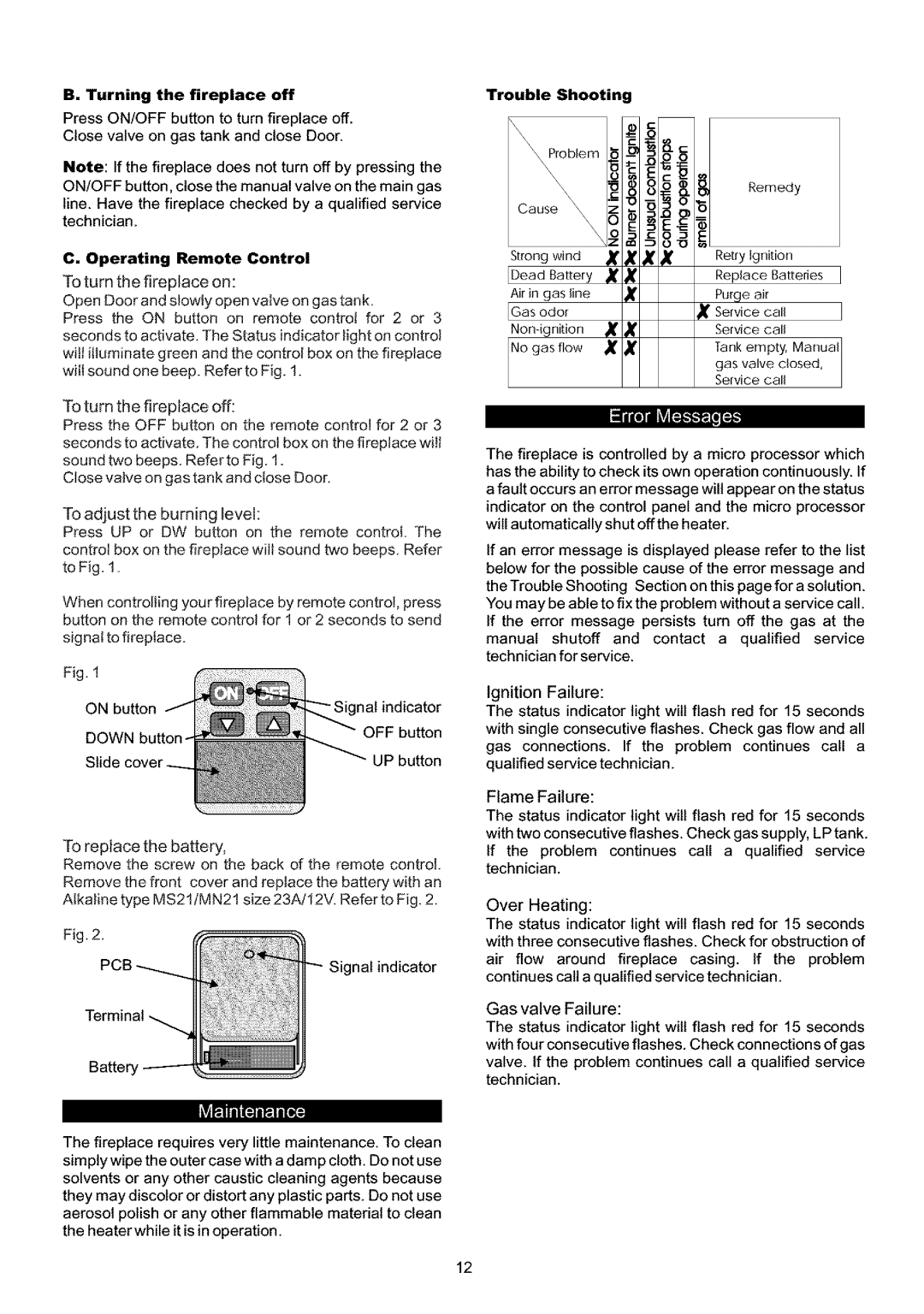 Grand Hall 89795 owner manual Operating Remote Control, Trouble Shooting 