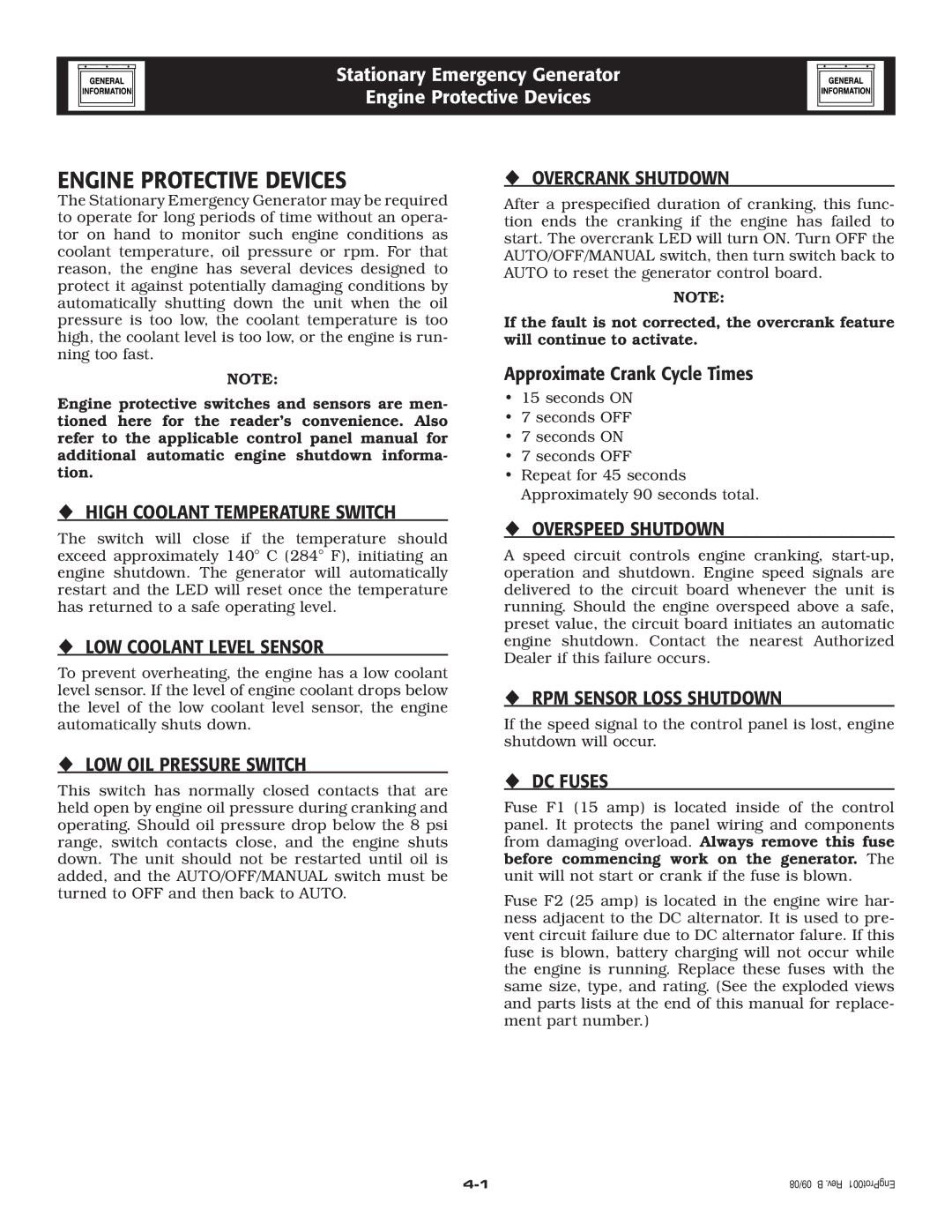 Grandstream Networks 005261-0 owner manual Engine Protective Devices 