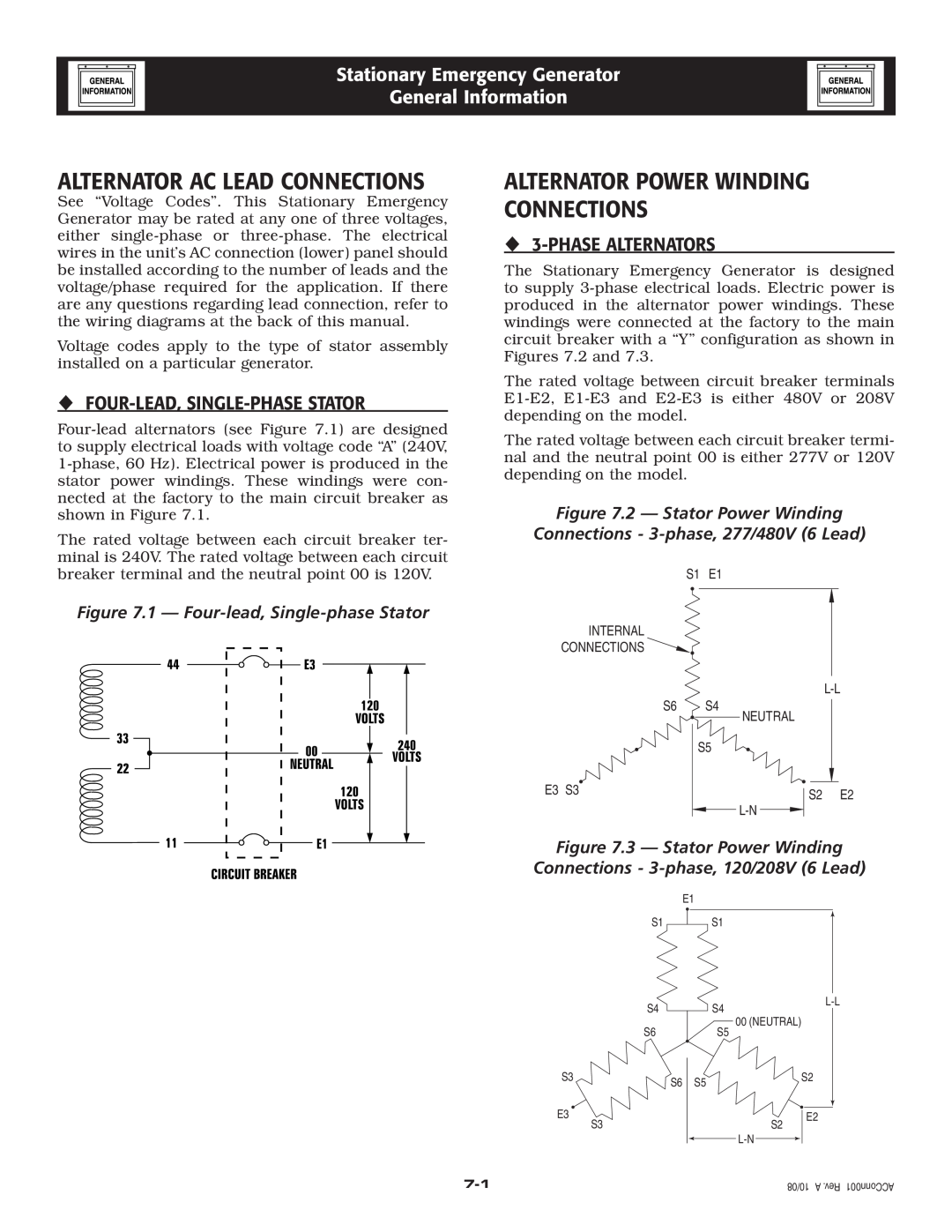Grandstream Networks 005261-0 Alternator Ac Lead Connections, Alternator Power Winding Connections, ‹3-PHASEALTERNATORS 