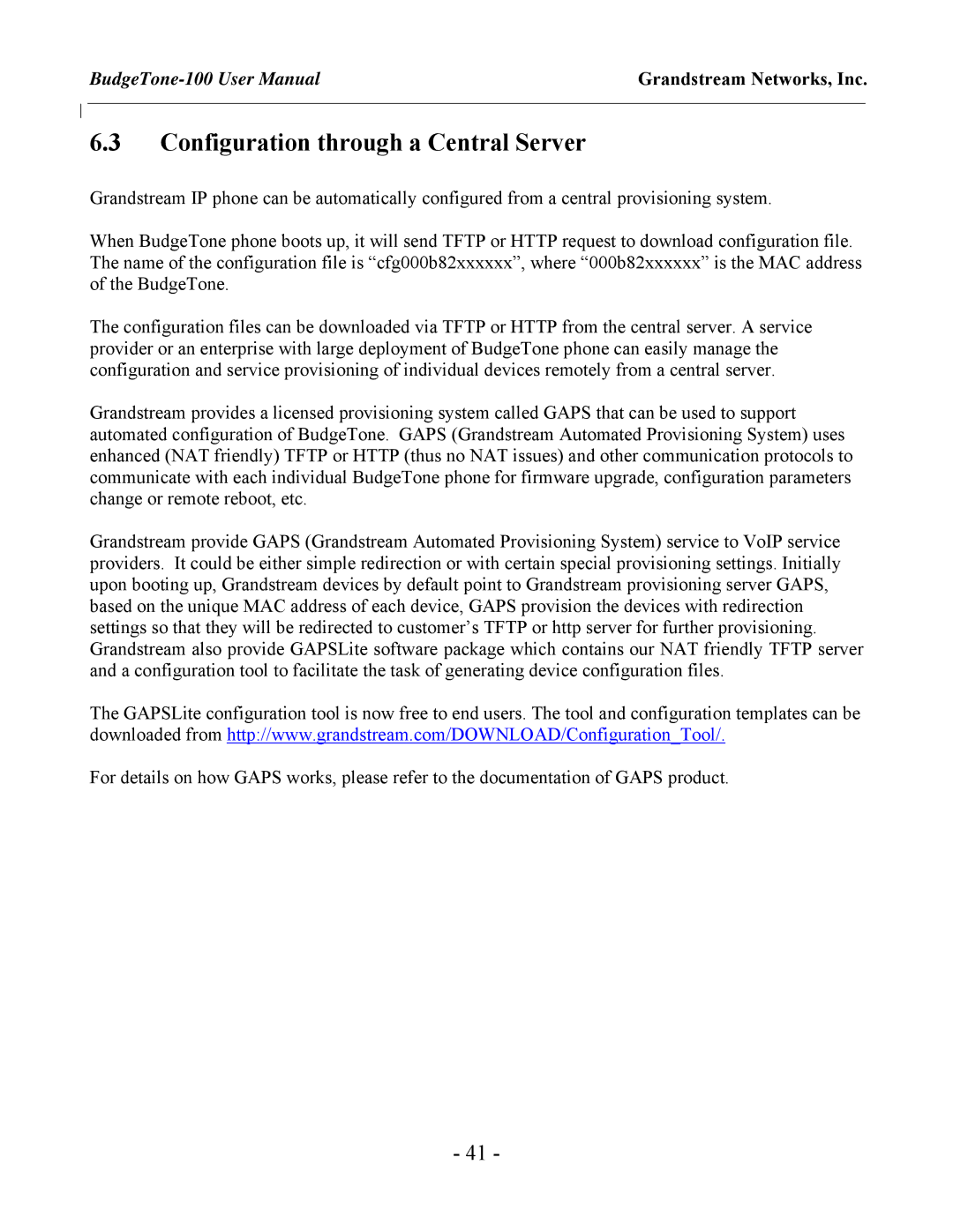 Grandstream Networks 100 Series user manual Configuration through a Central Server 