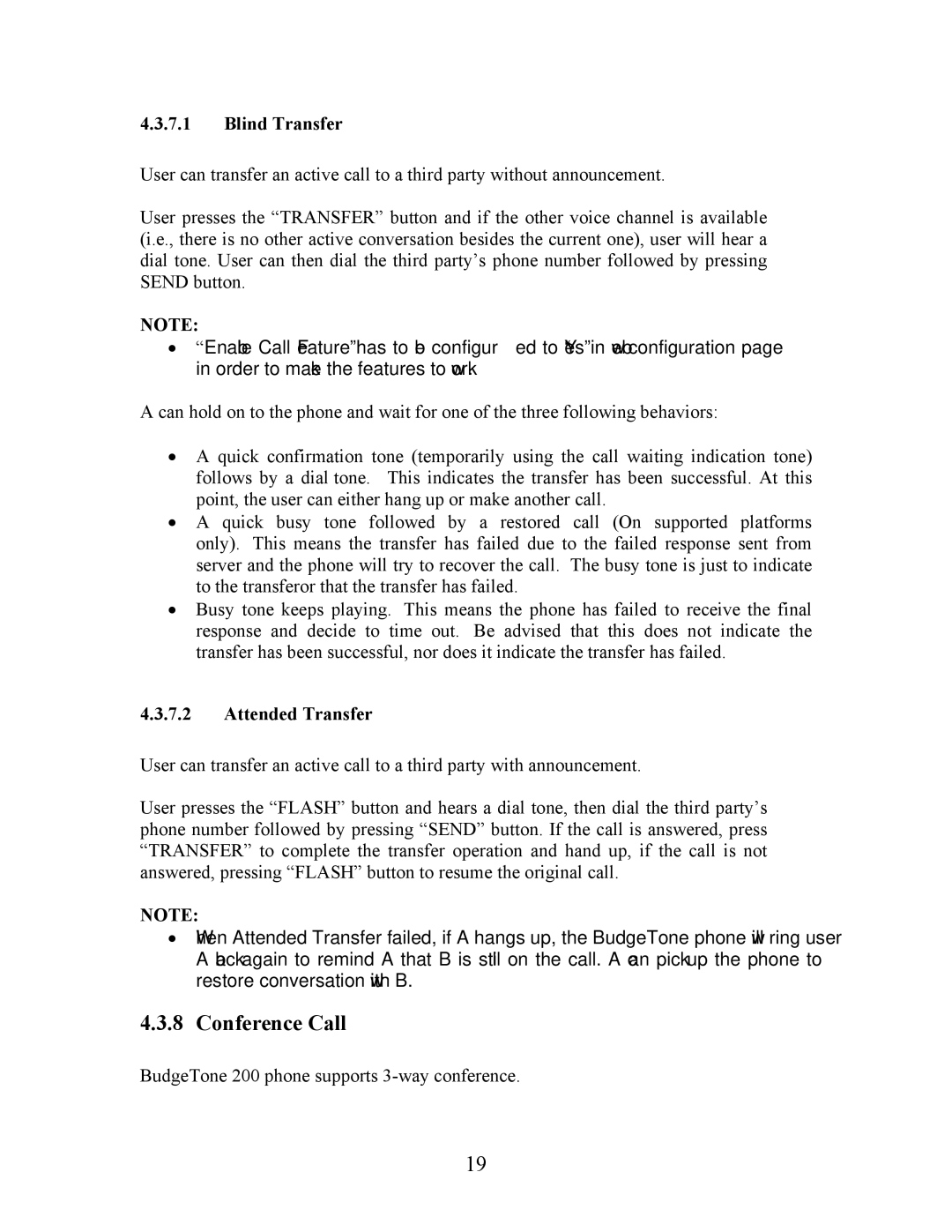 Grandstream Networks 200 user manual Conference Call, Blind Transfer, Attended Transfer 