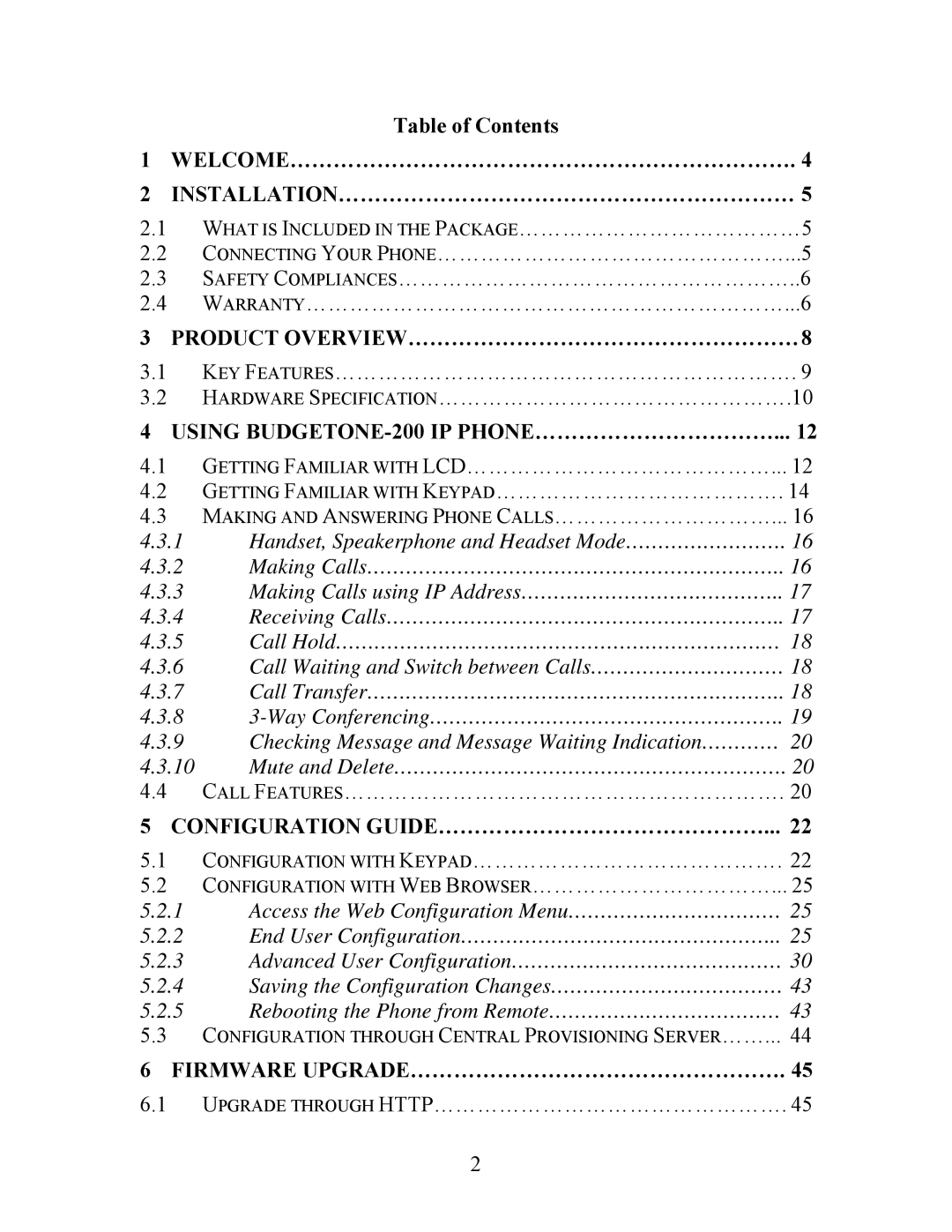 Grandstream Networks user manual Product OVERVIEW………………………………………………8, Using BUDGETONE-200 IP PHONE…………………………… 