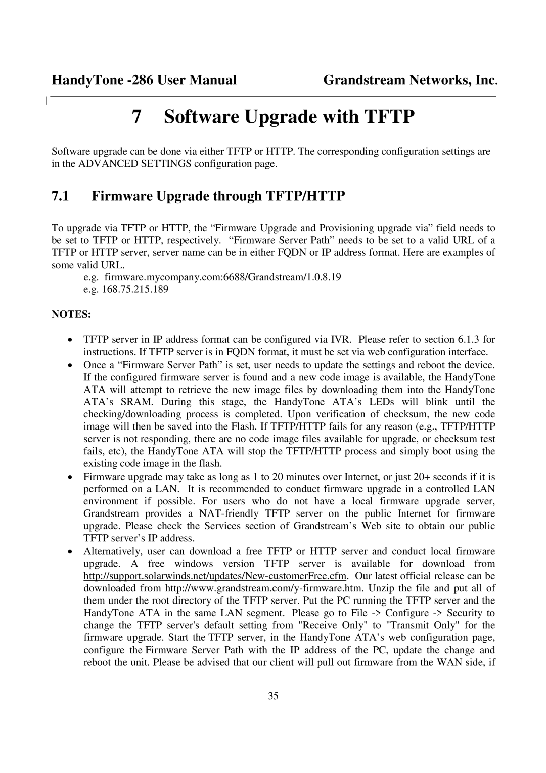 Grandstream Networks 286 user manual Software Upgrade with Tftp, Firmware Upgrade through TFTP/HTTP 