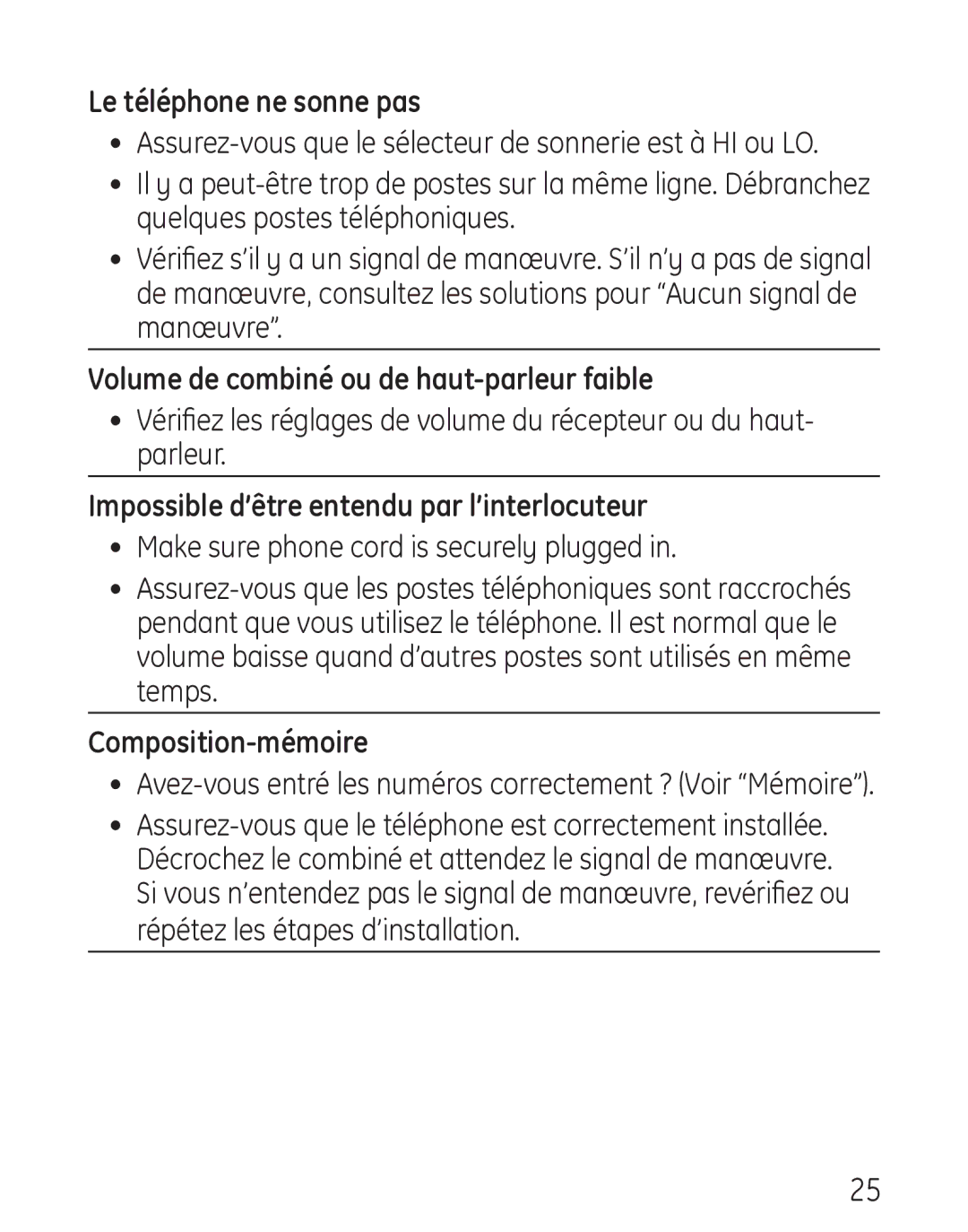 Grandstream Networks 29578 manual Volume de combiné ou de haut-parleur faible 