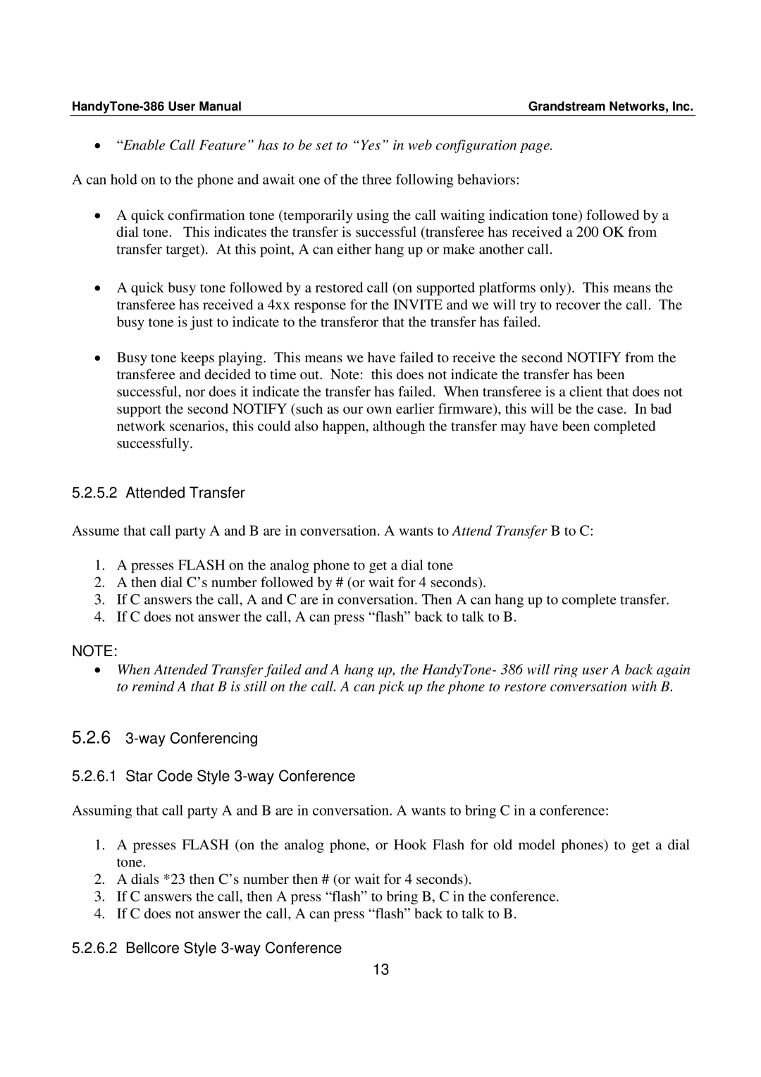 Grandstream Networks 386 user manual Attended Transfer, 6 3-way Conferencing Star Code Style 3-way Conference 