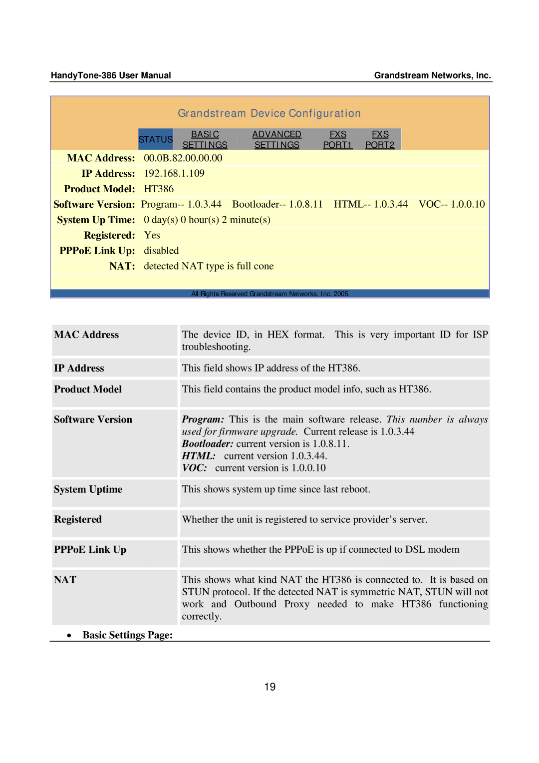 Grandstream Networks 386 user manual Nat 