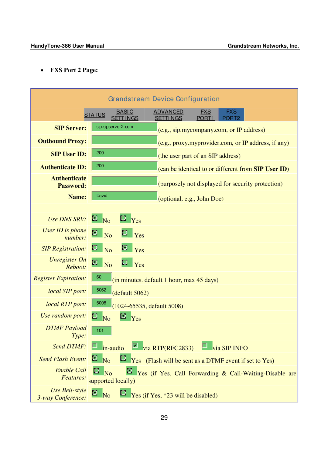 Grandstream Networks 386 user manual FXS Port 2 