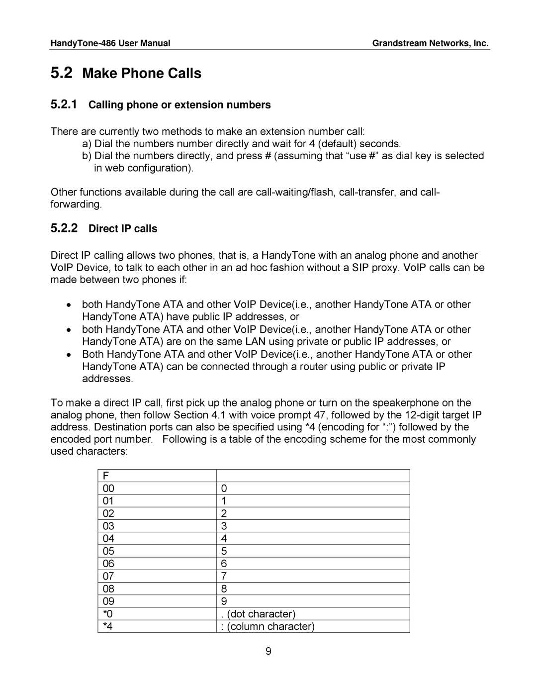 Grandstream Networks 486 user manual Make Phone Calls, Calling phone or extension numbers, Direct IP calls 