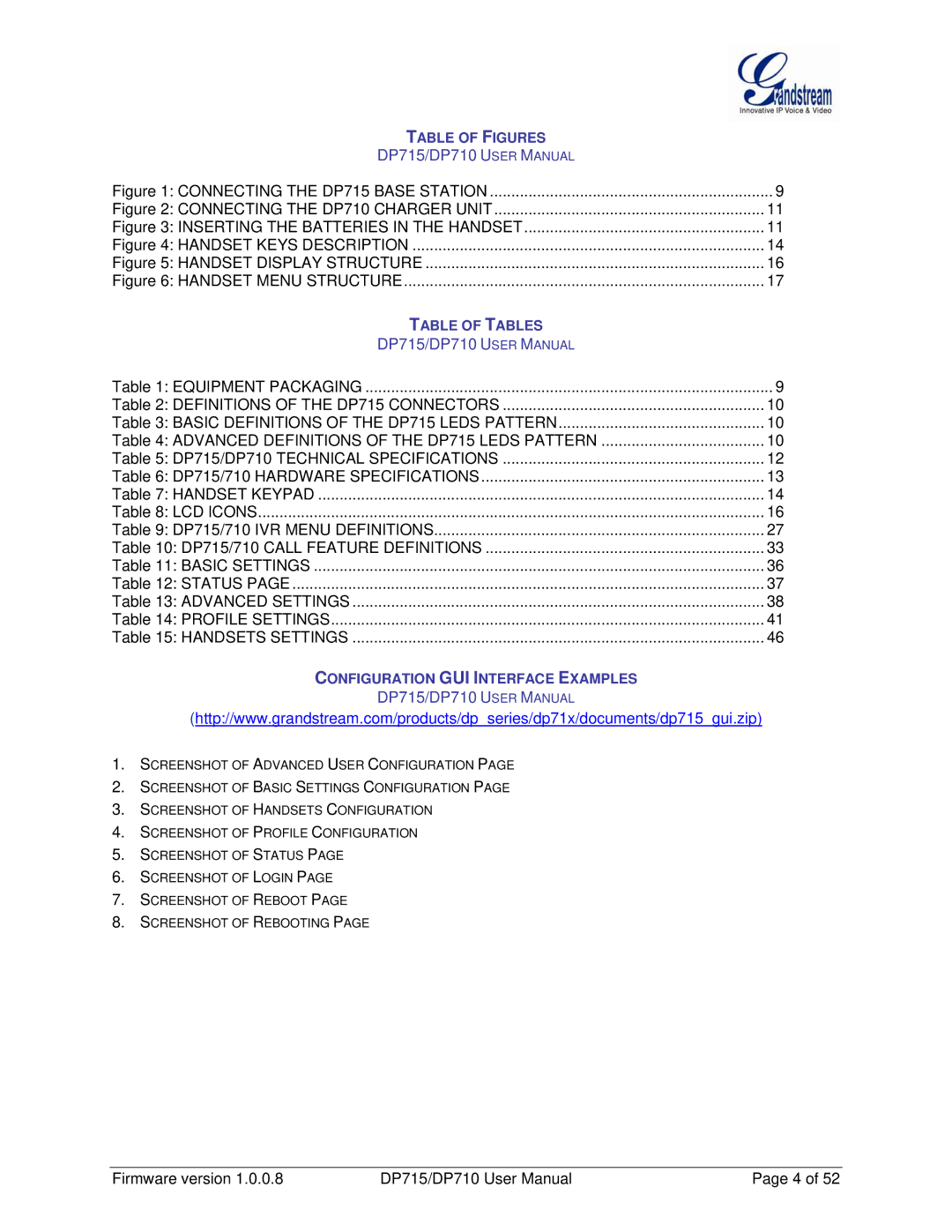 Grandstream Networks manual DP715/DP710 U SER M Anual 