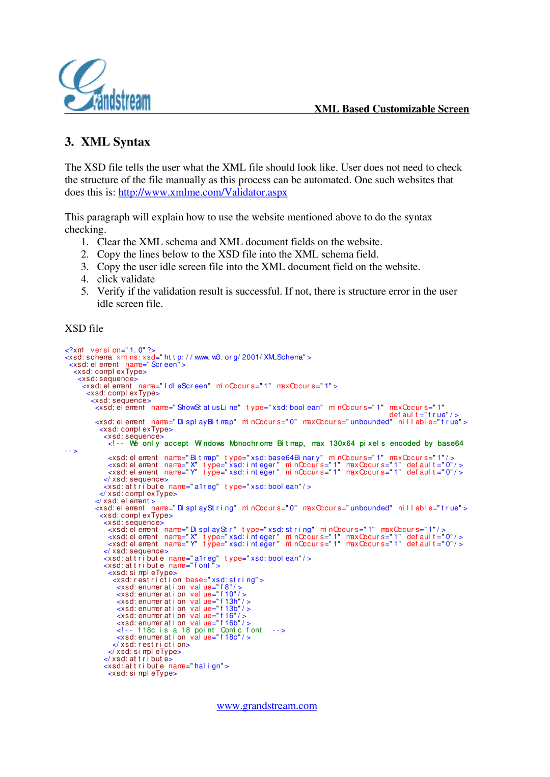 Grandstream Networks GXP-2000 manual XML Syntax, Xsdsequence 