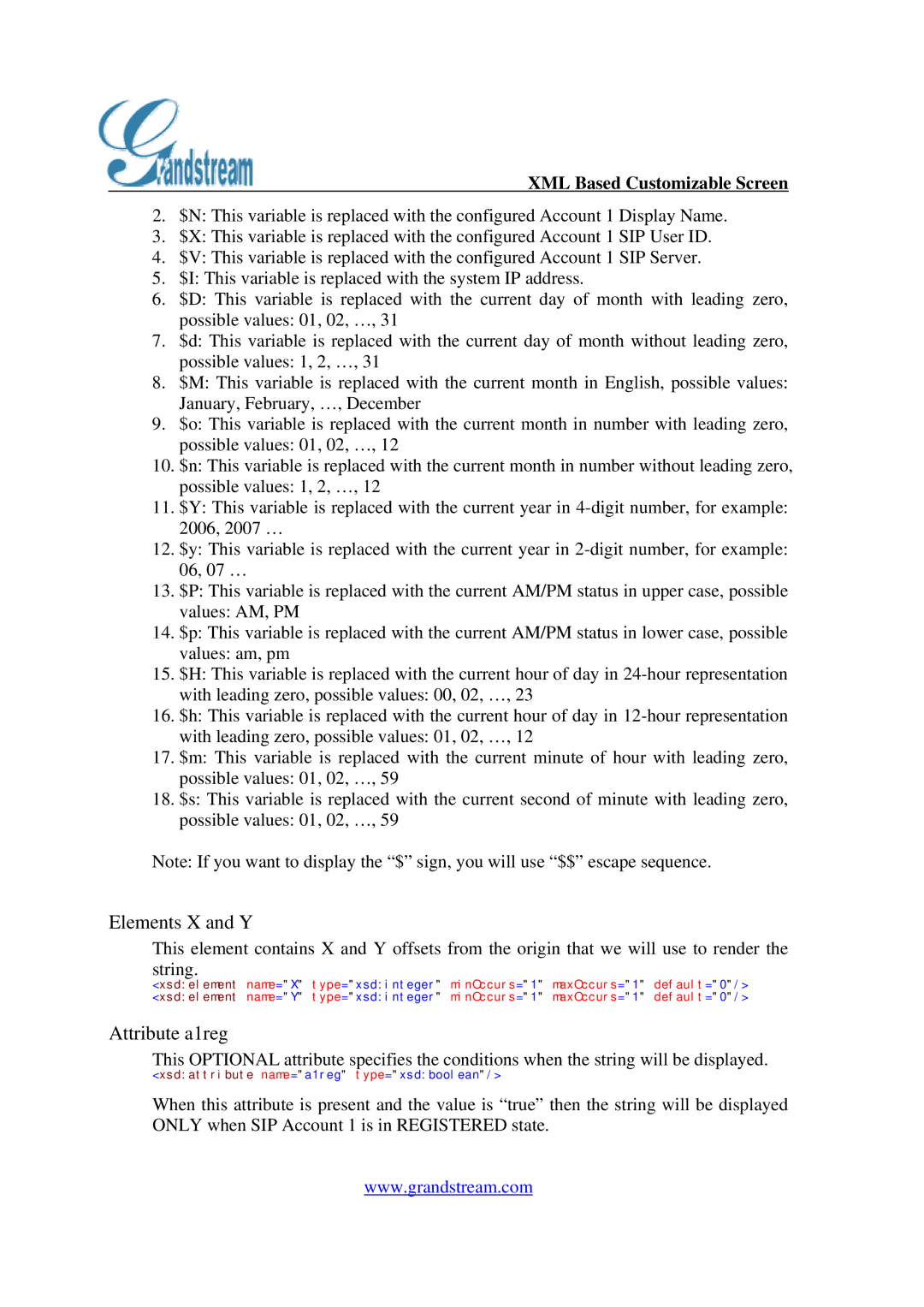 Grandstream Networks GXP-2000 manual Elements X and Y 