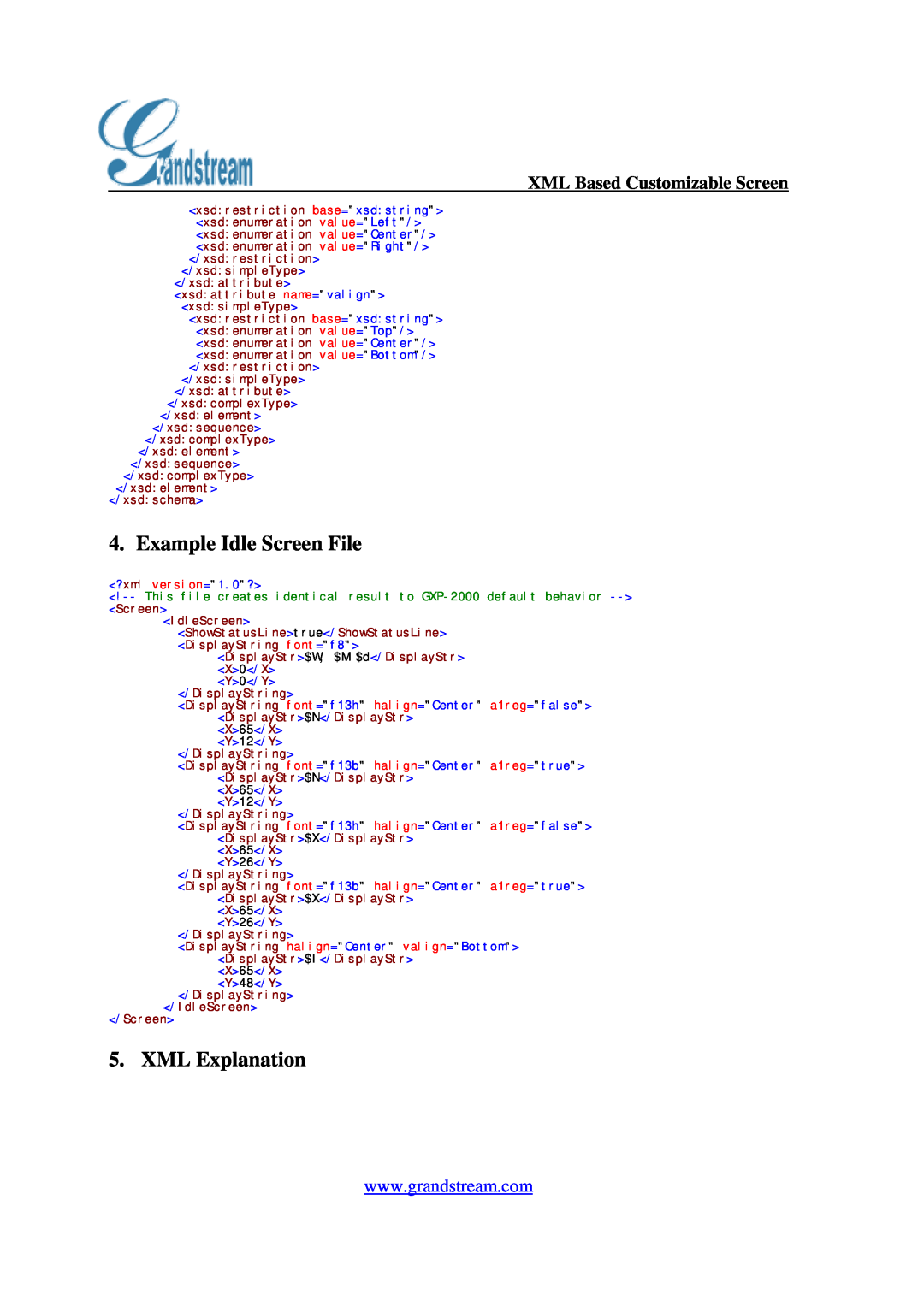 Grandstream Networks GXP-2000 Example Idle Screen File, XML Explanation, XML Based Customizable Screen, ?xml version=1.0? 