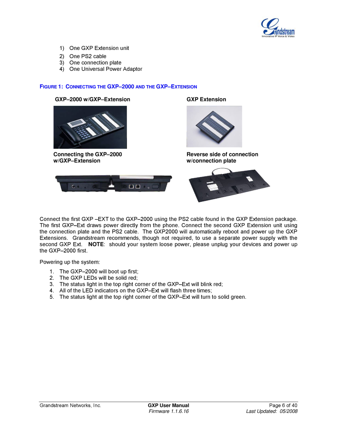 Grandstream Networks GXP Series manual Connecting the GXP-2000AND the GXP-EXTENSION 