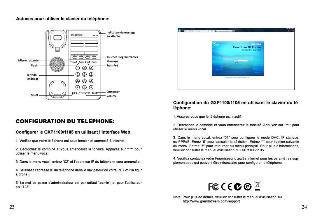 Grandstream Networks GXP1105, GXP1100 warranty Configuration Du Telephone, Astuces pour utiliser le clavier du téléphone 