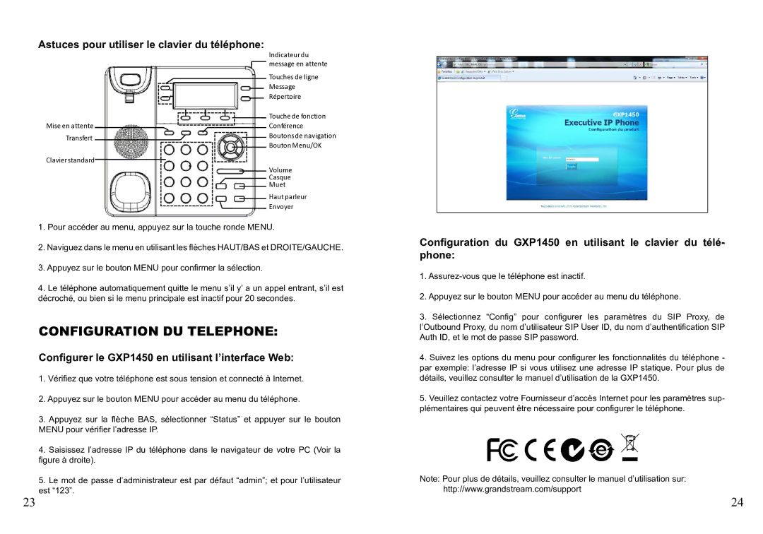 Grandstream Networks GXP1450 warranty Astuces pour utiliser le clavier du téléphone 