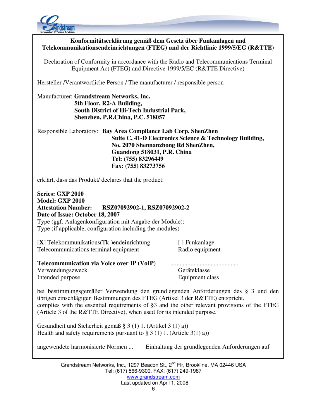 Grandstream Networks GXP2010 manual Telecommunication via Voice over IP VoIP 