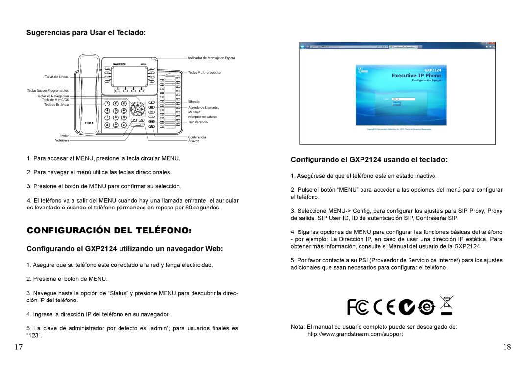 Grandstream Networks GXP2124 warranty Configuración DEL Teléfono, Sugerencias para Usar el Teclado 