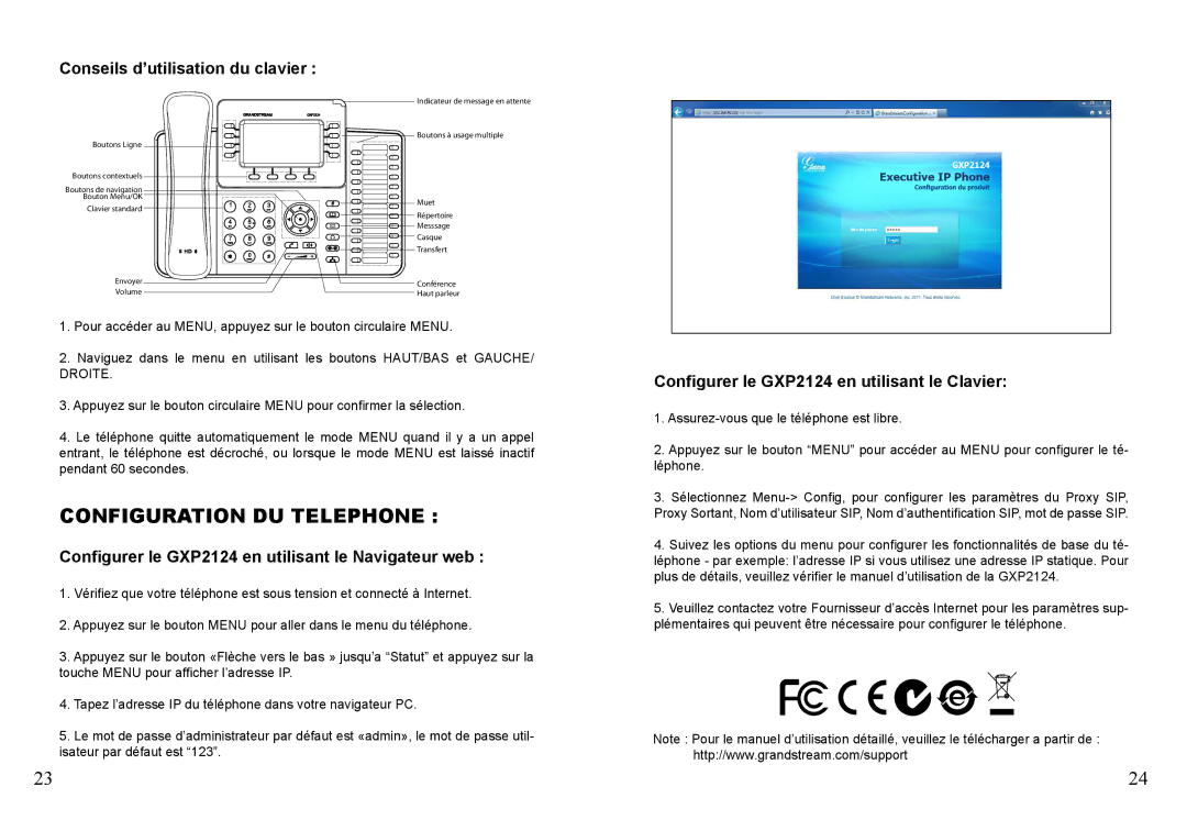 Grandstream Networks GXP2124 warranty Configuration DU Telephone, Conseils d’utilisation du clavier 