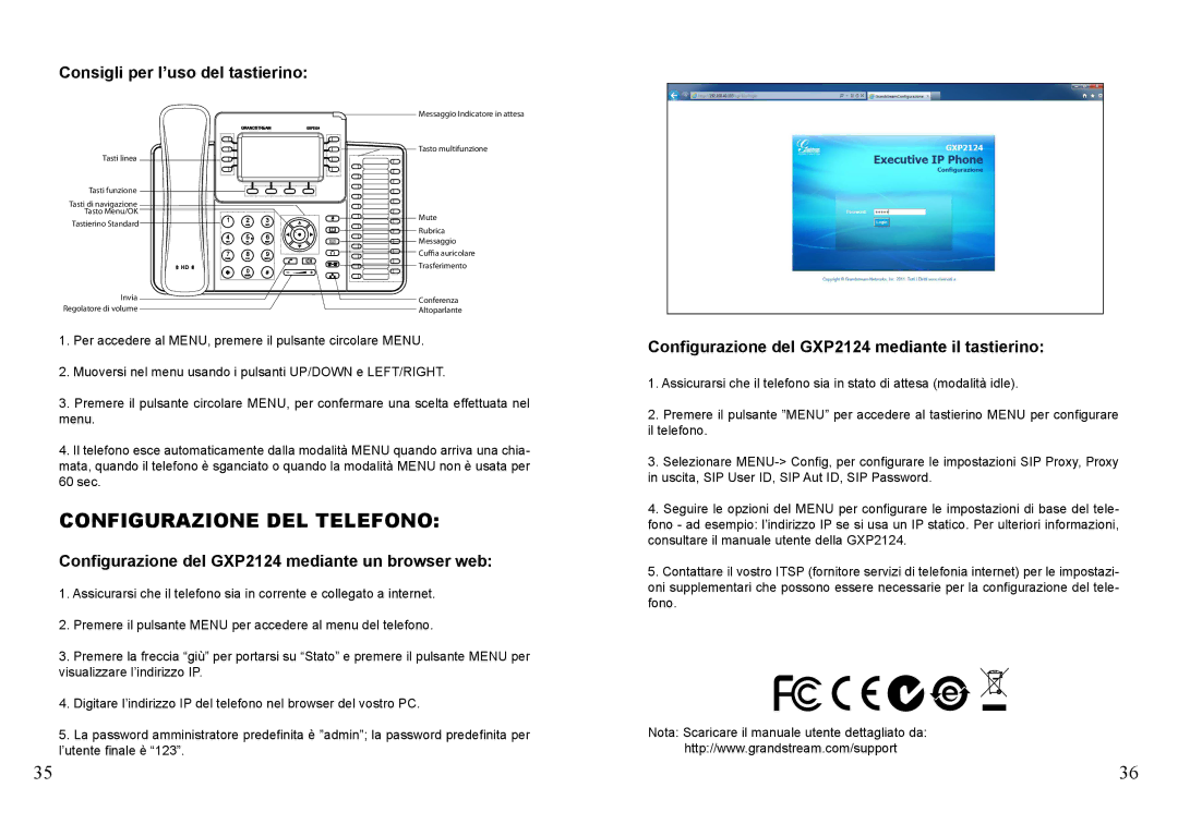 Grandstream Networks GXP2124 warranty Configurazione DEL Telefono, Consigli per l’uso del tastierino 