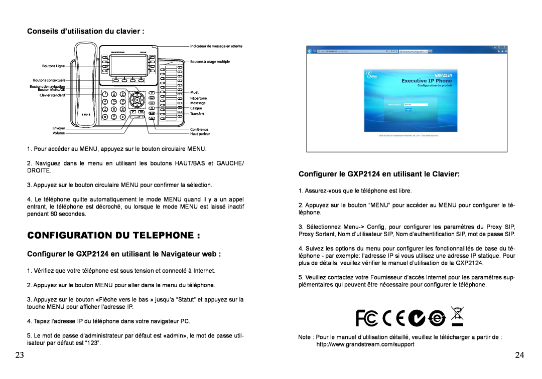 Grandstream Networks GXP2124 warranty Configuration Du Telephone, Conseils d’utilisation du clavier 