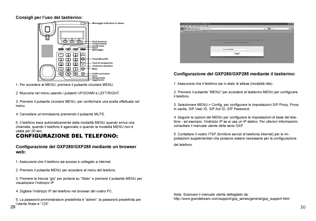 Grandstream Networks GXP280, GXP285 warranty Configurazione DEL Telefono, Consigli per l’uso del tastierino 