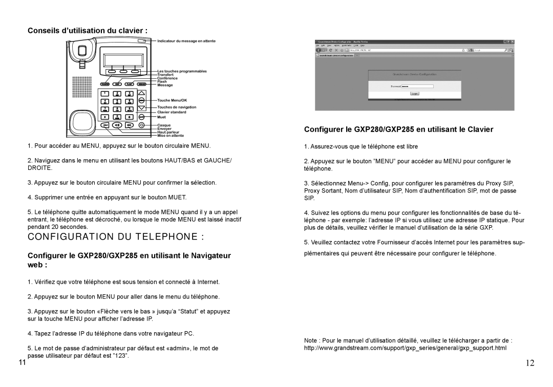 Grandstream Networks GXP285, GXP280 warranty Configuration DU Telephone, Conseils d’utilisation du clavier 