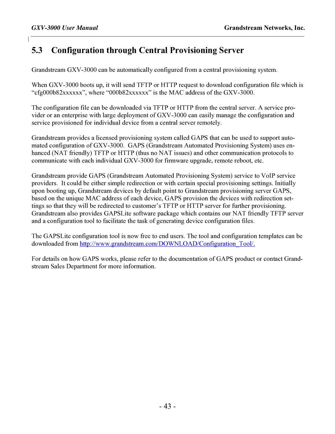 Grandstream Networks GXV-3000 user manual Configuration through Central Provisioning Server 