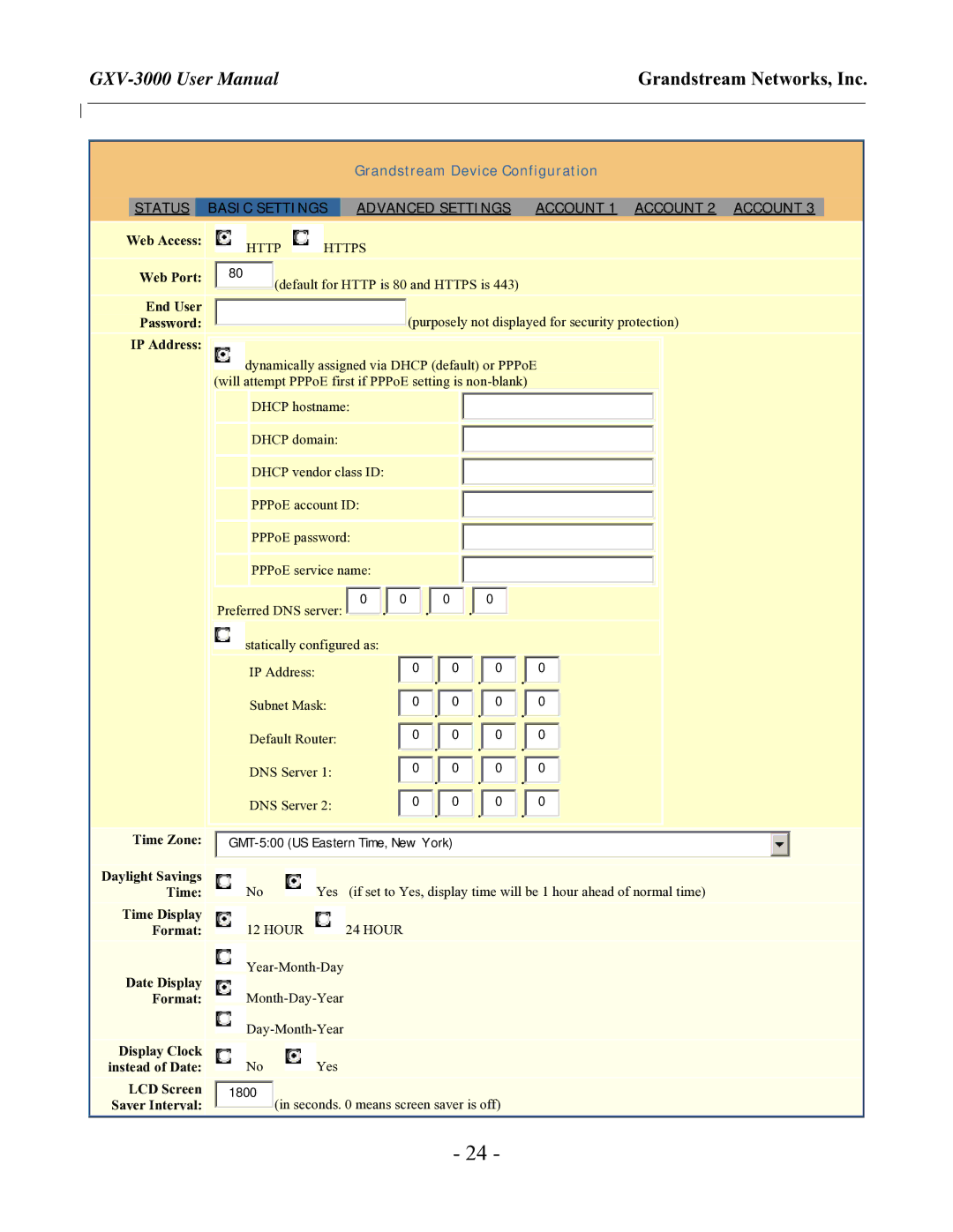 Grandstream Networks GXV-3000 user manual Web Access 