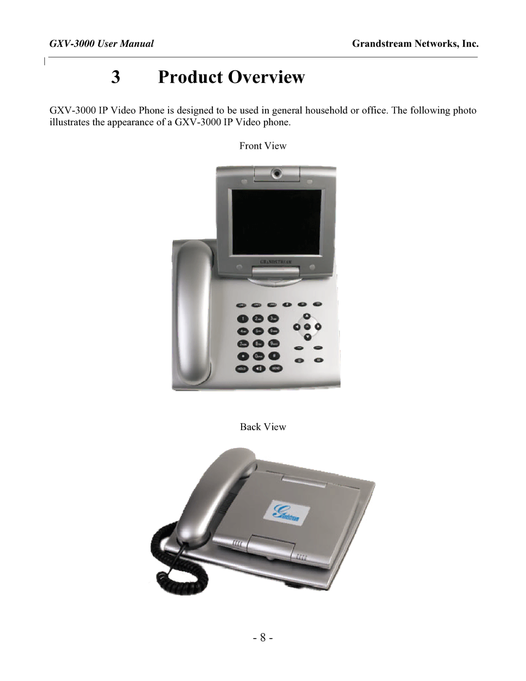 Grandstream Networks GXV-3000 user manual Product Overview 