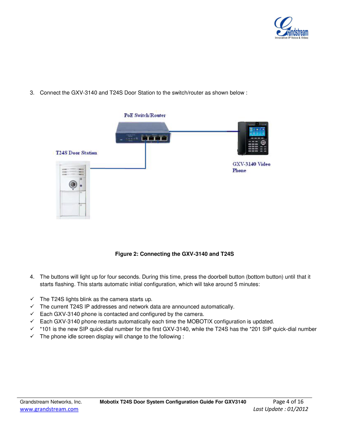 Grandstream Networks manual Connecting the GXV-3140 and T24S 