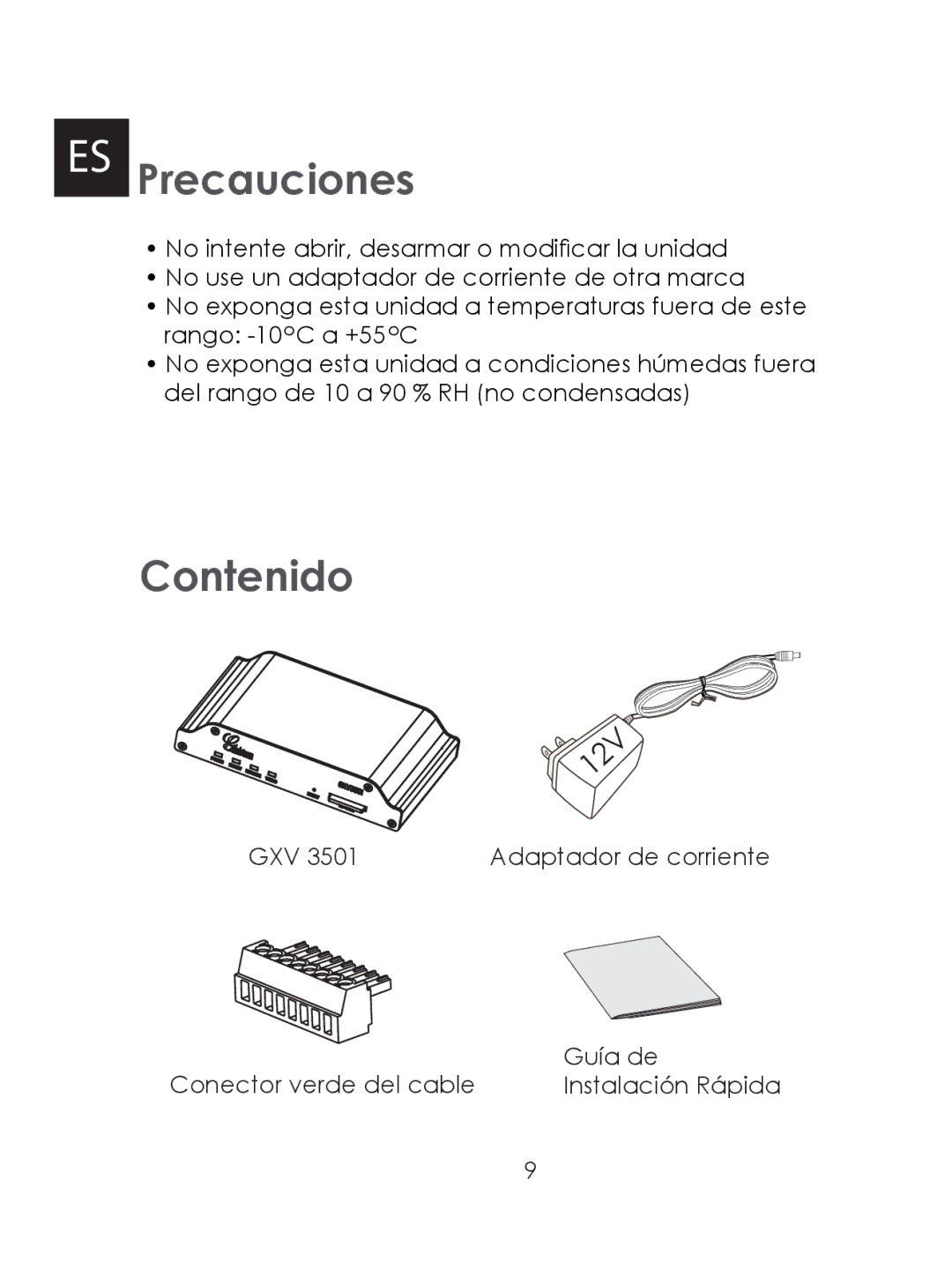 Grandstream Networks GXV 3501 warranty Contenido 