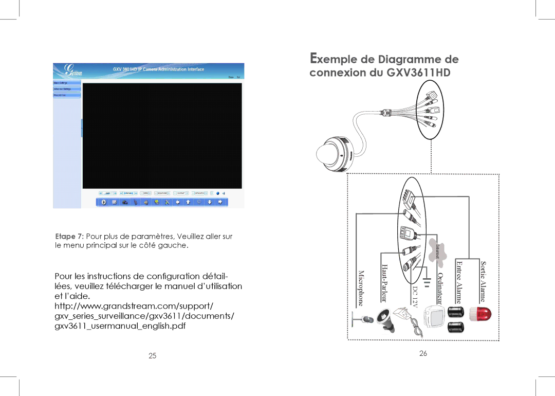 Grandstream Networks GXV 3611HD warranty Exemple de Diagramme de connexion du GXV3611HD 